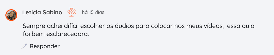 Print de comentário de aluna sobre o FEC, 13 de 16
