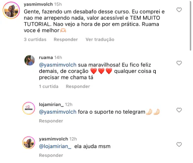 Print de comentário de aluna sobre o FEC, 16 de 16